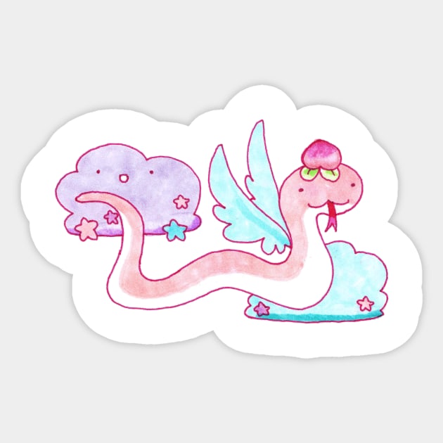 Peach Fruit Angle Snake Sticker by saradaboru